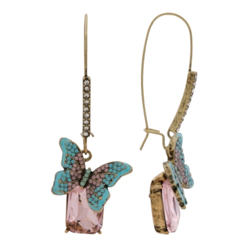 👉✨️Betsey Johnson Butterfly Enamel Rhinestone Earrings
